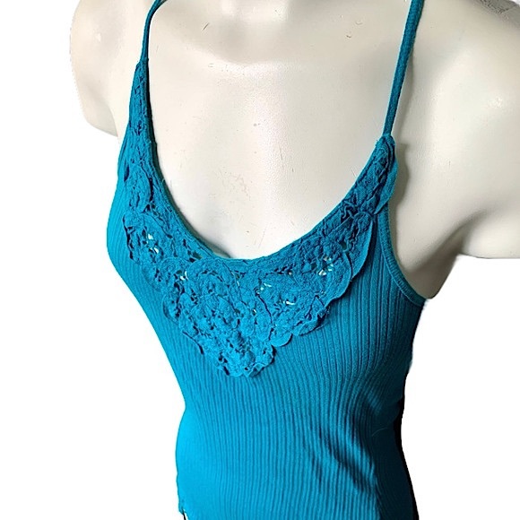 Teal Blue Cotton Tank Top Size XS - Picture 3 of 7
